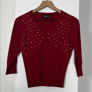 AB Studio Rich Red Knit Top